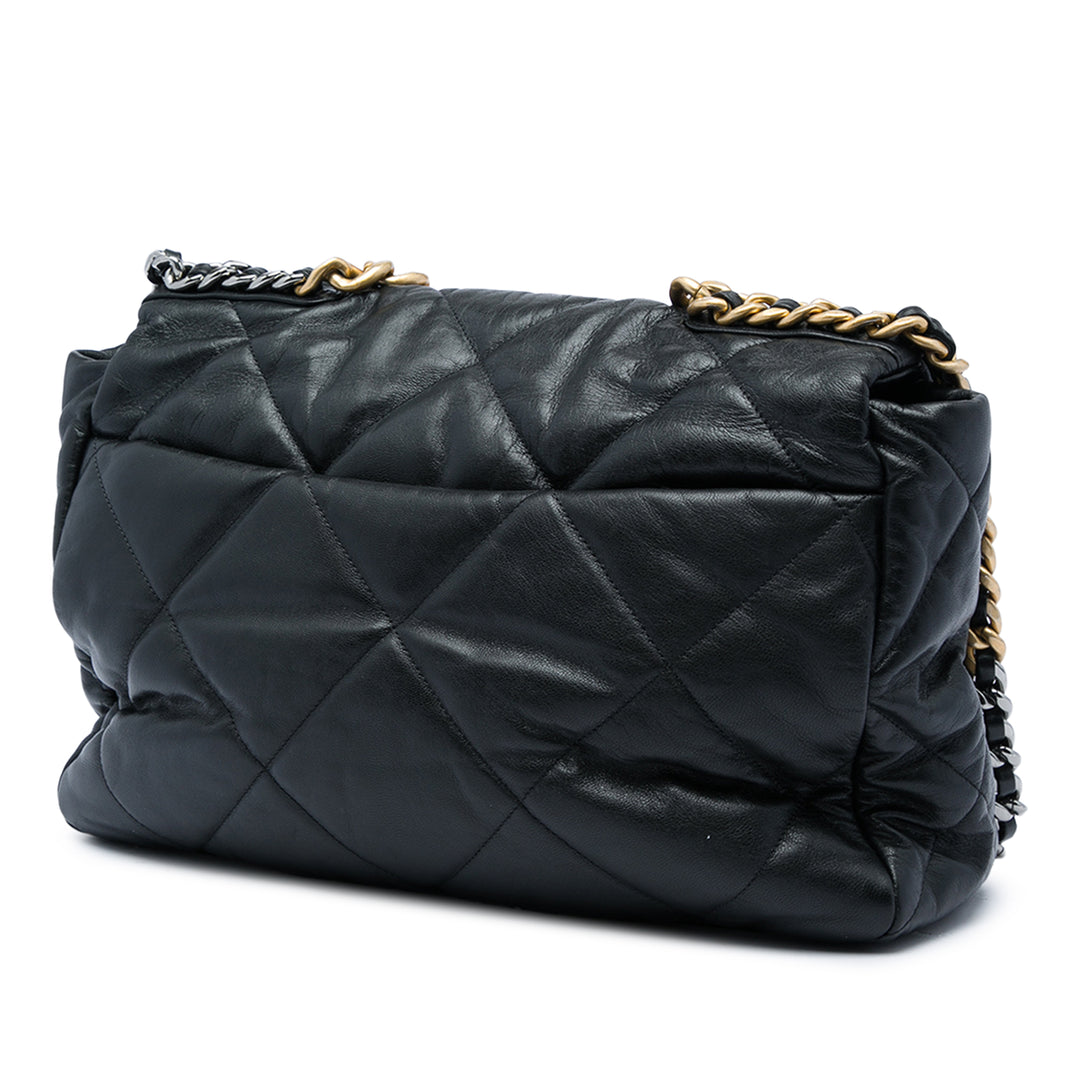 Chanel Sac à main 19 à rabat Maxi Cuir d'agneau Noir – vue 2 – GABY PARIS