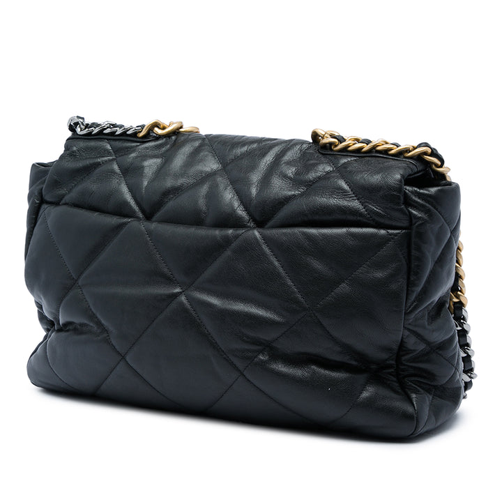 Chanel Sac à main 19 à rabat Maxi Cuir d'agneau Noir – vue 2 – GABY PARIS