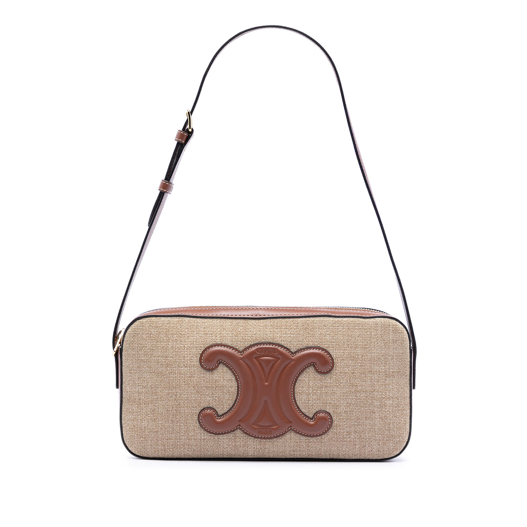 Celine Toile et Cuir de veau Cuir Triomphe Camera Sac bandoulière