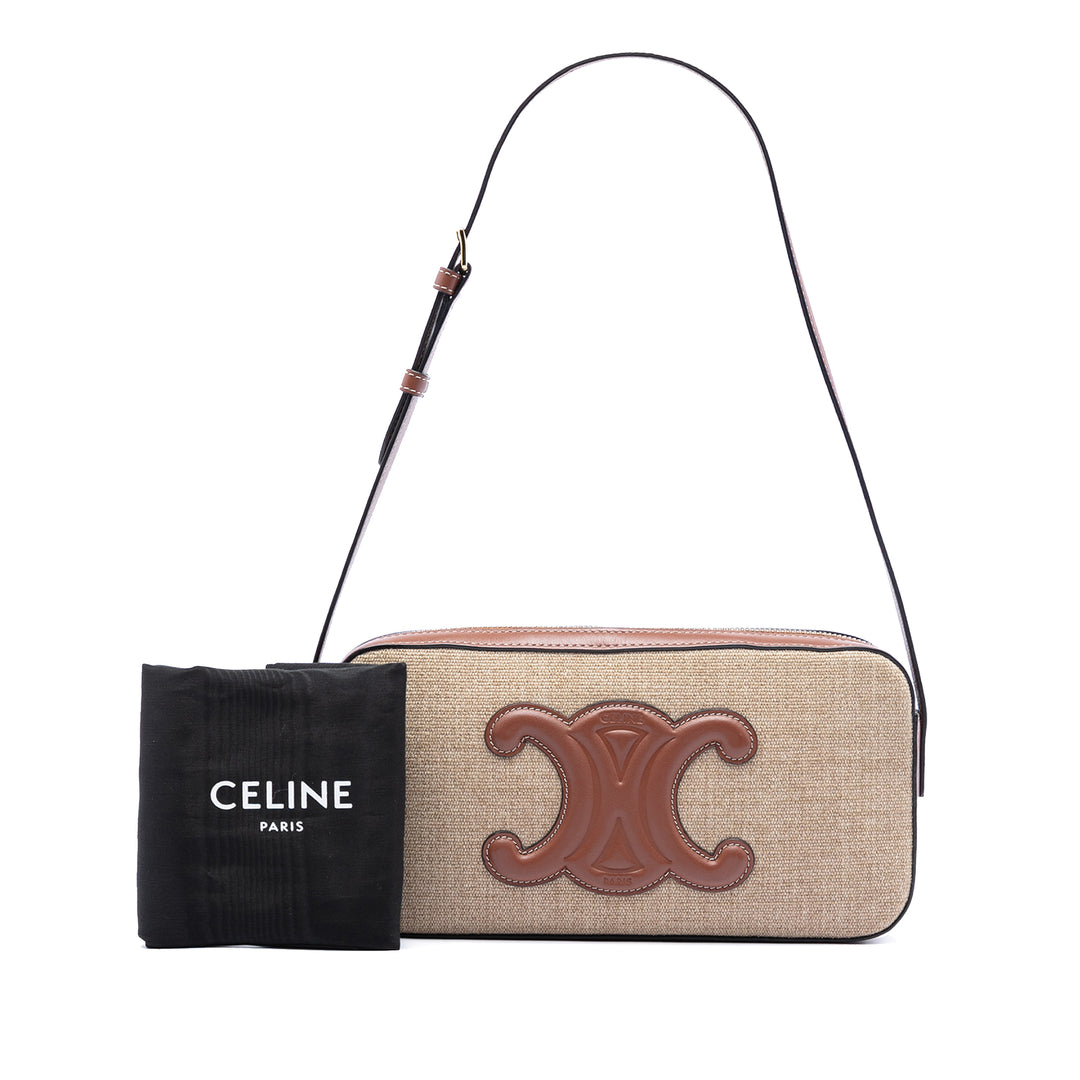 Celine Toile et Cuir de veau Cuir Triomphe Camera Sac bandoulière