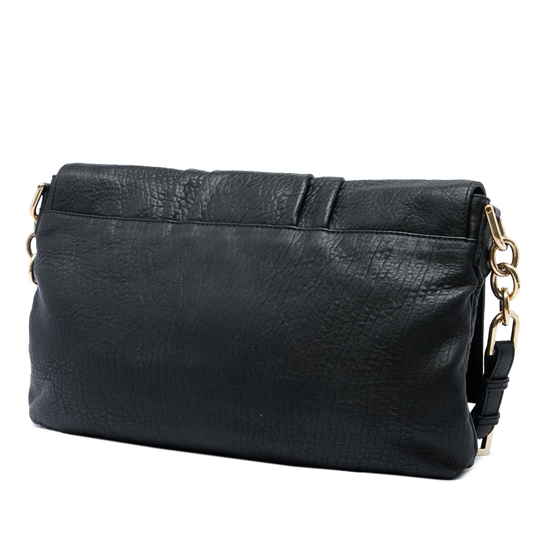 Fendi froissé Mia à rabat Sac Grand Cuir d'agneau Noir – vue 2 – GABY PARIS