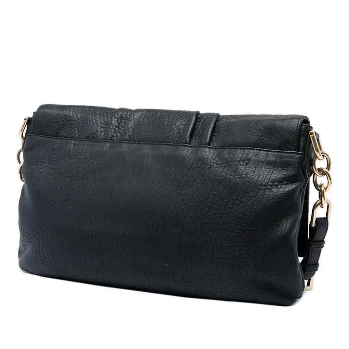 Fendi froissé Mia à rabat Sac Grand Cuir d'agneau Noir – vue 2 – GABY PARIS