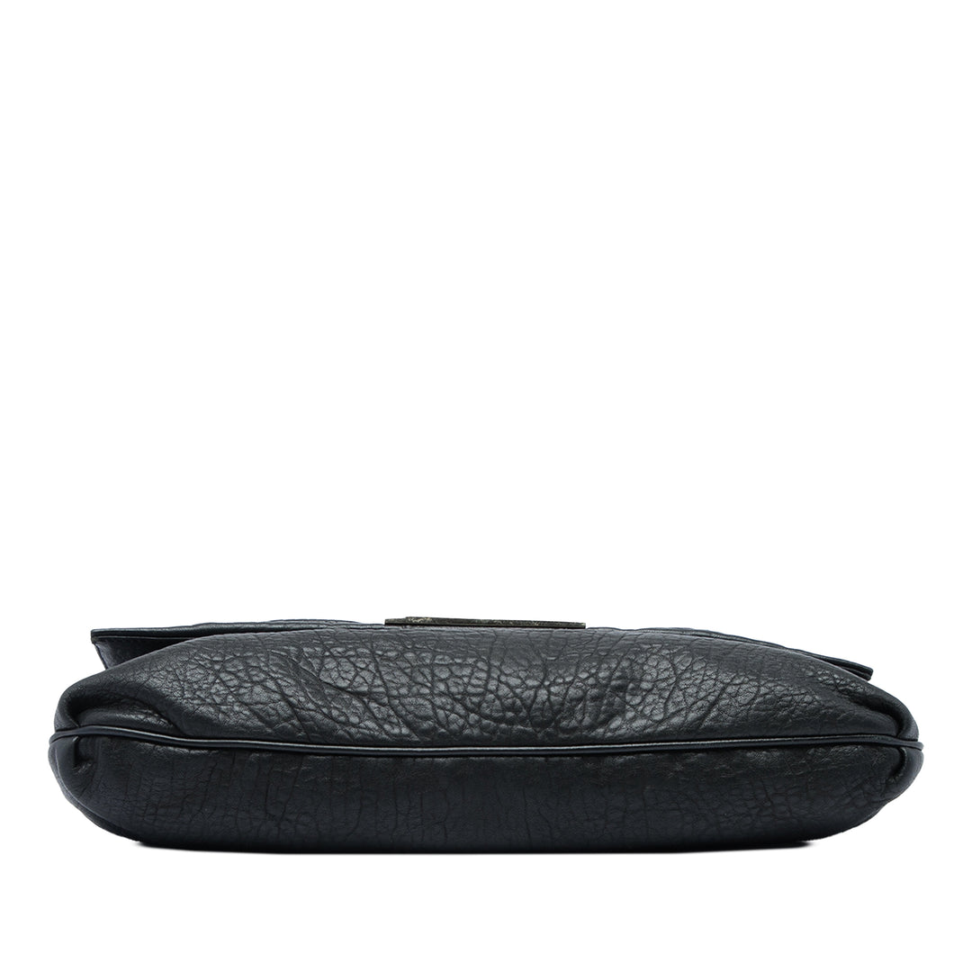 Fendi froissé Mia à rabat Sac Grand Cuir d'agneau Noir – vue 3 – GABY PARIS