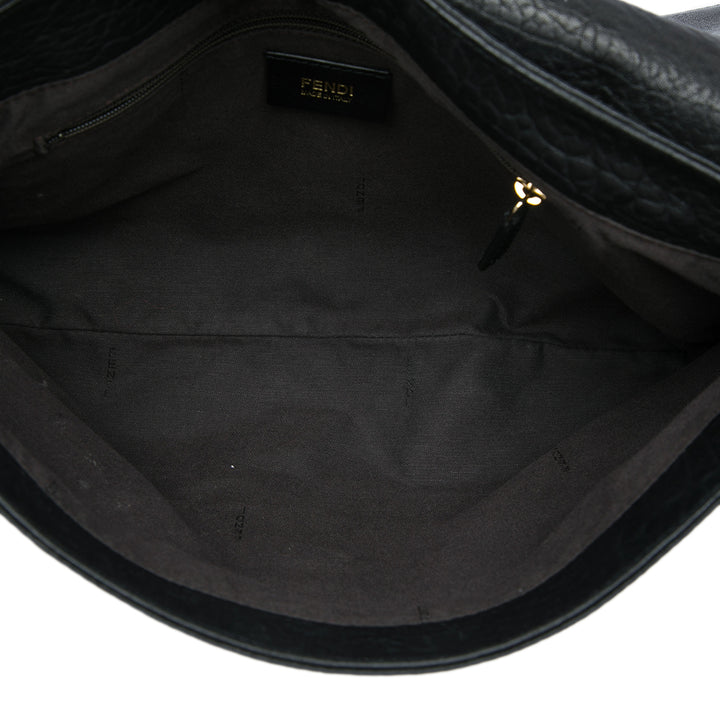 Fendi froissé Mia à rabat Sac Grand Cuir d'agneau Noir – vue 4 – GABY PARIS