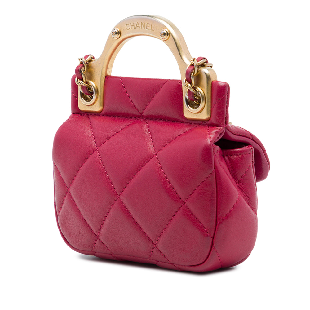 Chanel Matelassé Lady Porte-cartes avec chaîne sac à Cuir de veau Rose – vue 2 – GABY PARIS