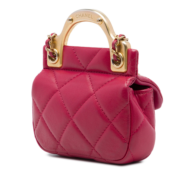 Chanel Matelassé Lady Porte-cartes avec chaîne sac à Cuir de veau Rose – vue 2 – GABY PARIS