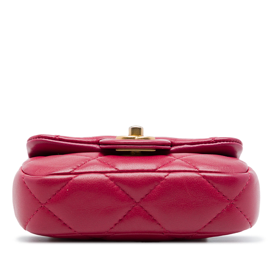 Chanel Matelassé Lady Porte-cartes avec chaîne sac à Cuir de veau Rose – vue 3 – GABY PARIS