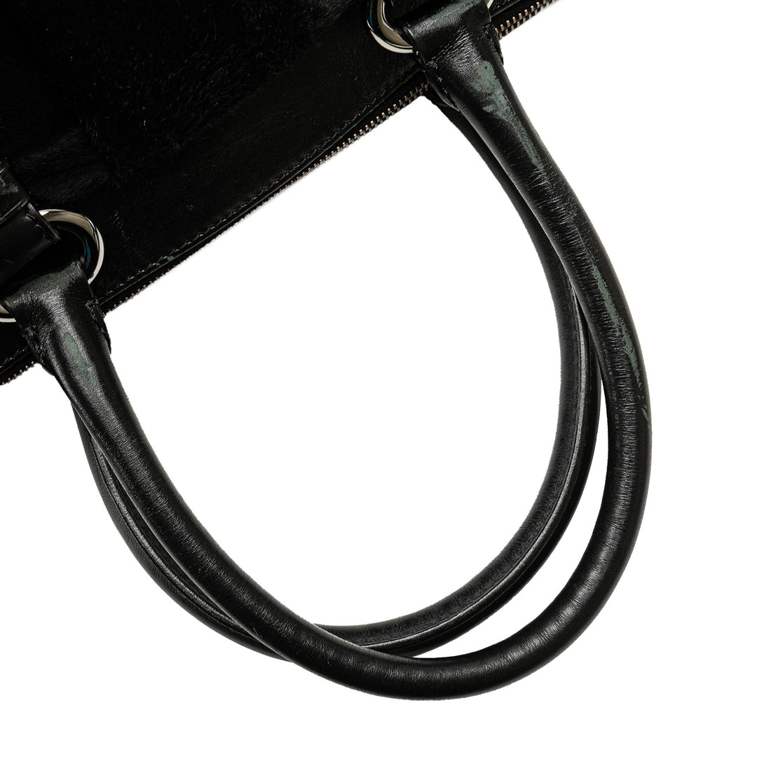 Pony Hair and Calfskin Satchel Black - Gaby Paris