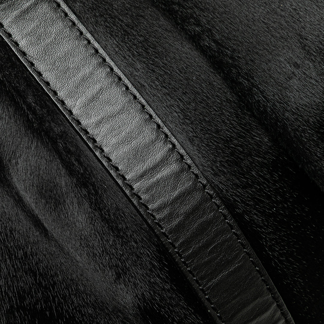 Pony Hair and Calfskin Satchel Black - Gaby Paris