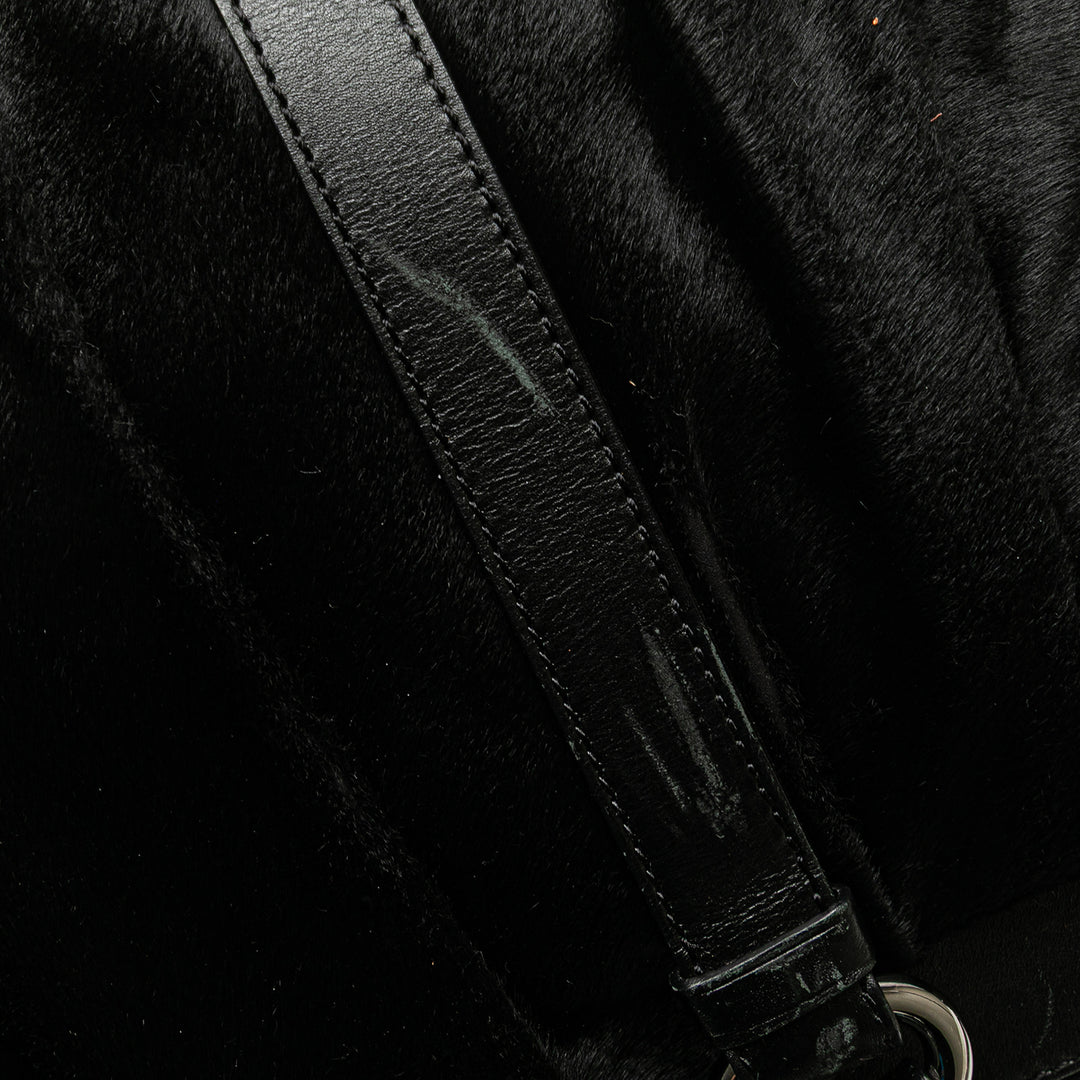 Pony Hair and Calfskin Satchel Black - Gaby Paris