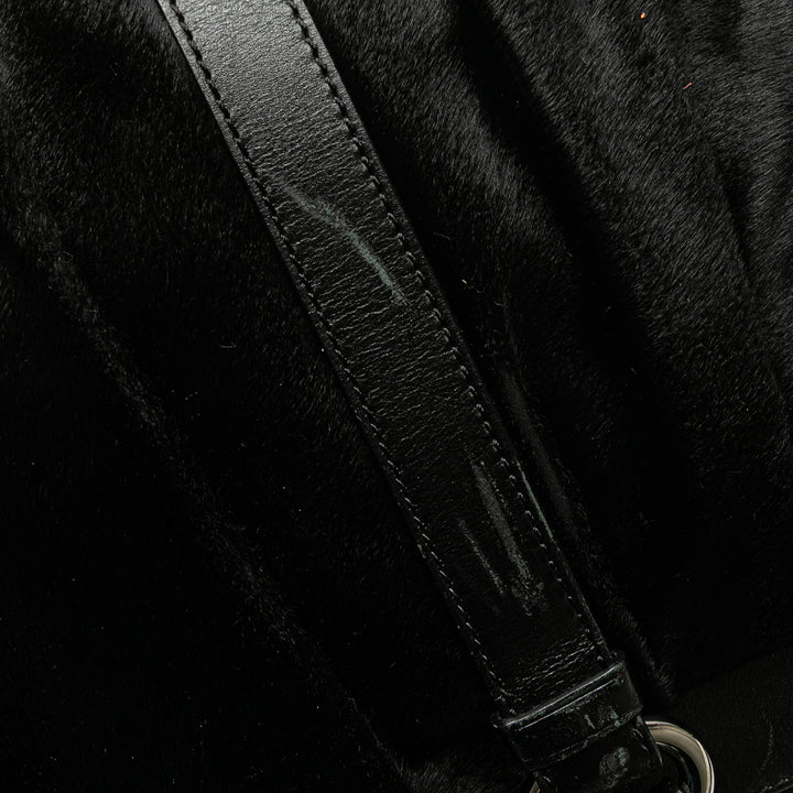 Pony Hair and Calfskin Satchel Black - Gaby Paris
