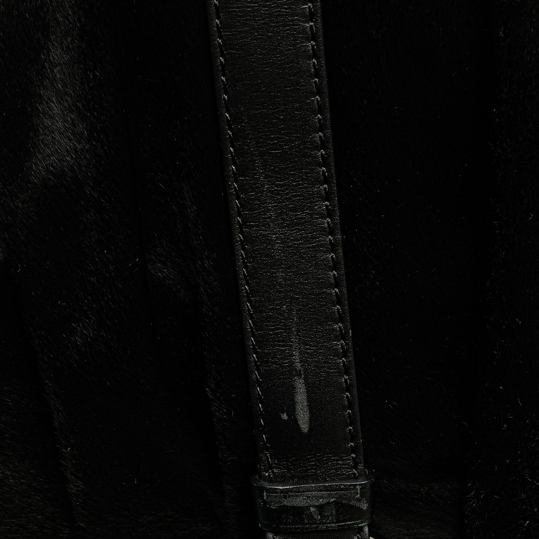 Pony Hair and Calfskin Satchel Black - Gaby Paris