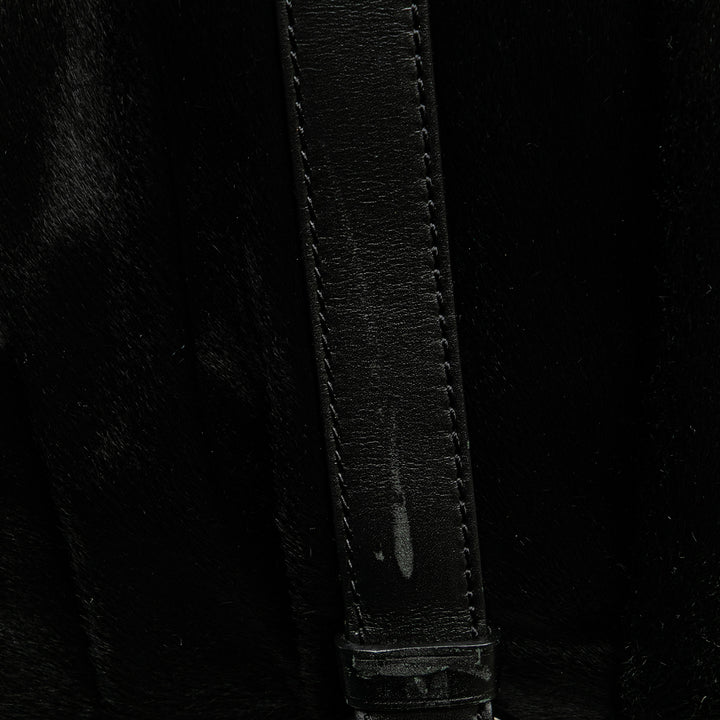 Pony Hair and Calfskin Satchel Black - Gaby Paris