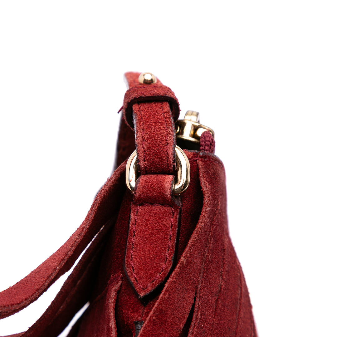 Suede Peyton Fringe Crossbody Red - Gaby Paris