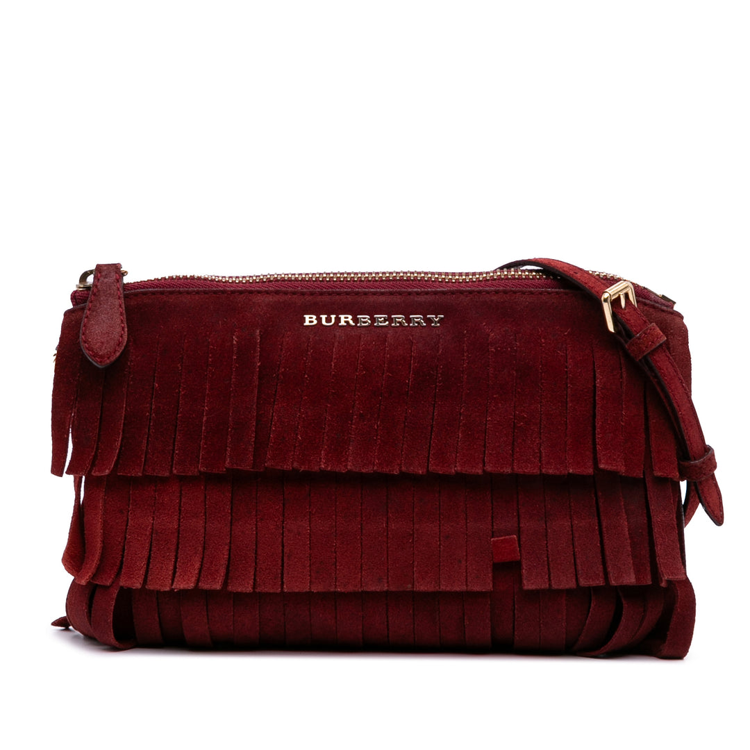 Suede Peyton Fringe Crossbody Red - Gaby Paris