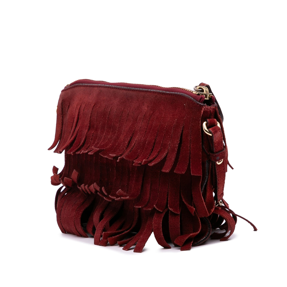 Suede Peyton Fringe Crossbody Red - Gaby Paris