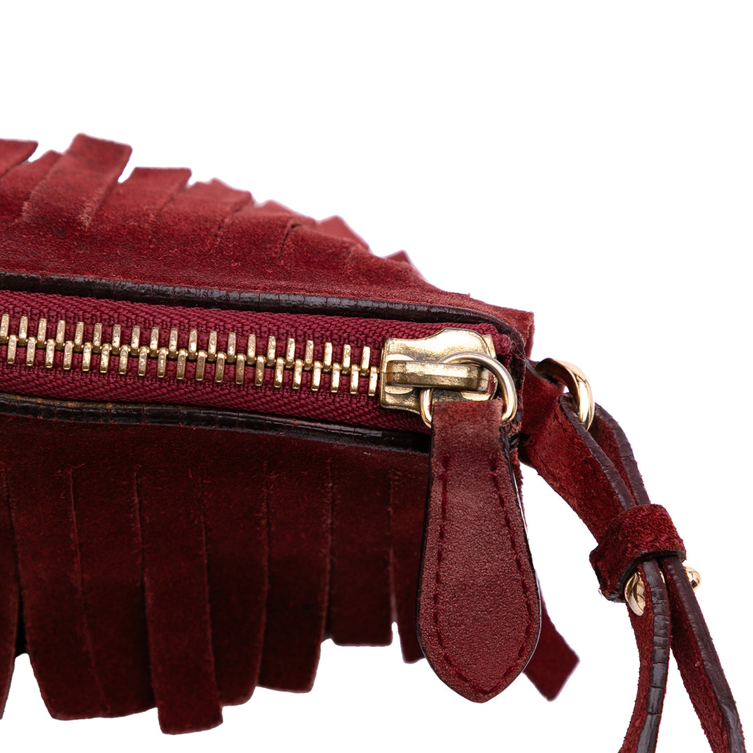 Suede Peyton Fringe Crossbody Red - Gaby Paris