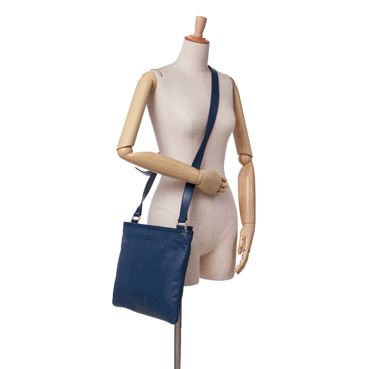 Leather Diamante Hilary Lux Crossbody Blue - Gaby Paris