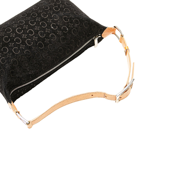 C Macadam Suede Shoulder Bag Black - Gaby Paris