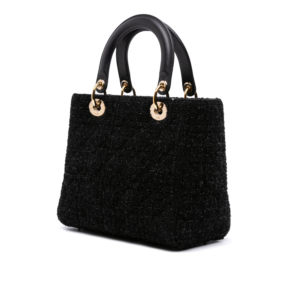 Dior Medium Tweed Cannage Glitter Leopard Charm Lady Dior Noir – GABY PARIS Authentique