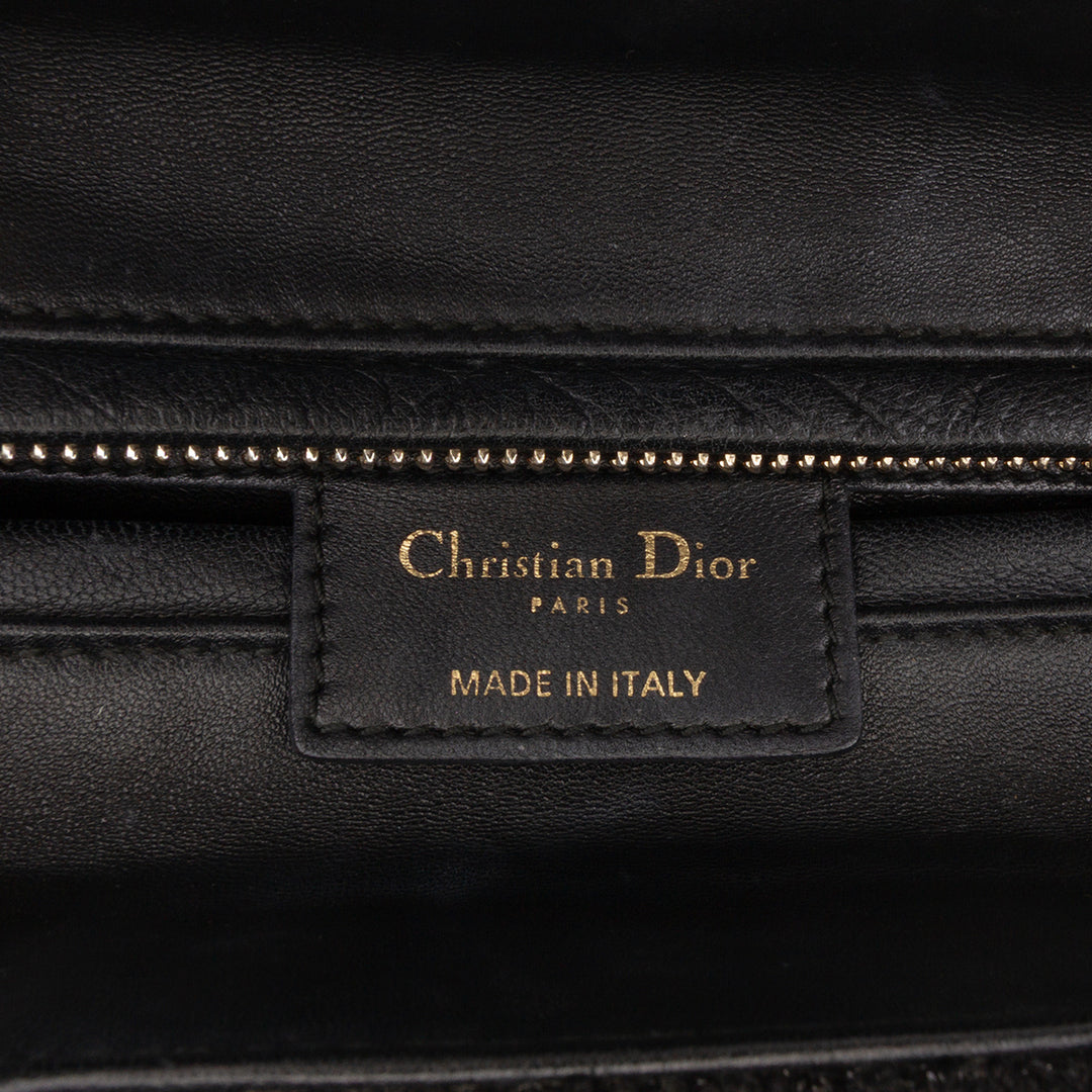 Dior Medium Tweed Cannage Glitter Leopard Charm Lady Dior Noir – GABY PARIS Authentique
