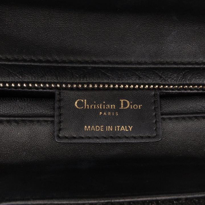 Dior Medium Tweed Cannage Glitter Leopard Charm Lady Dior Noir – GABY PARIS Authentique