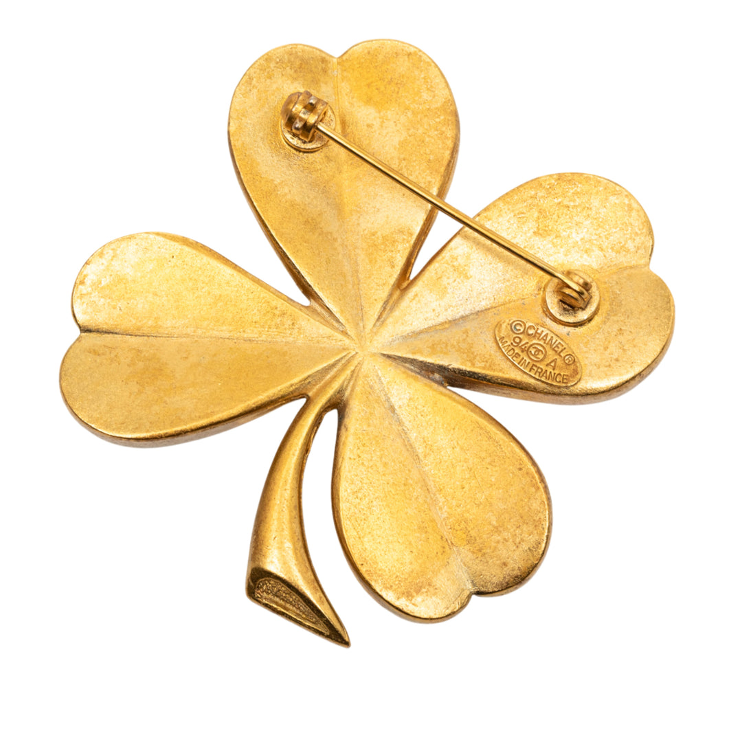 Chanel CC Brushed plaqué Four Leaf Clover Broche