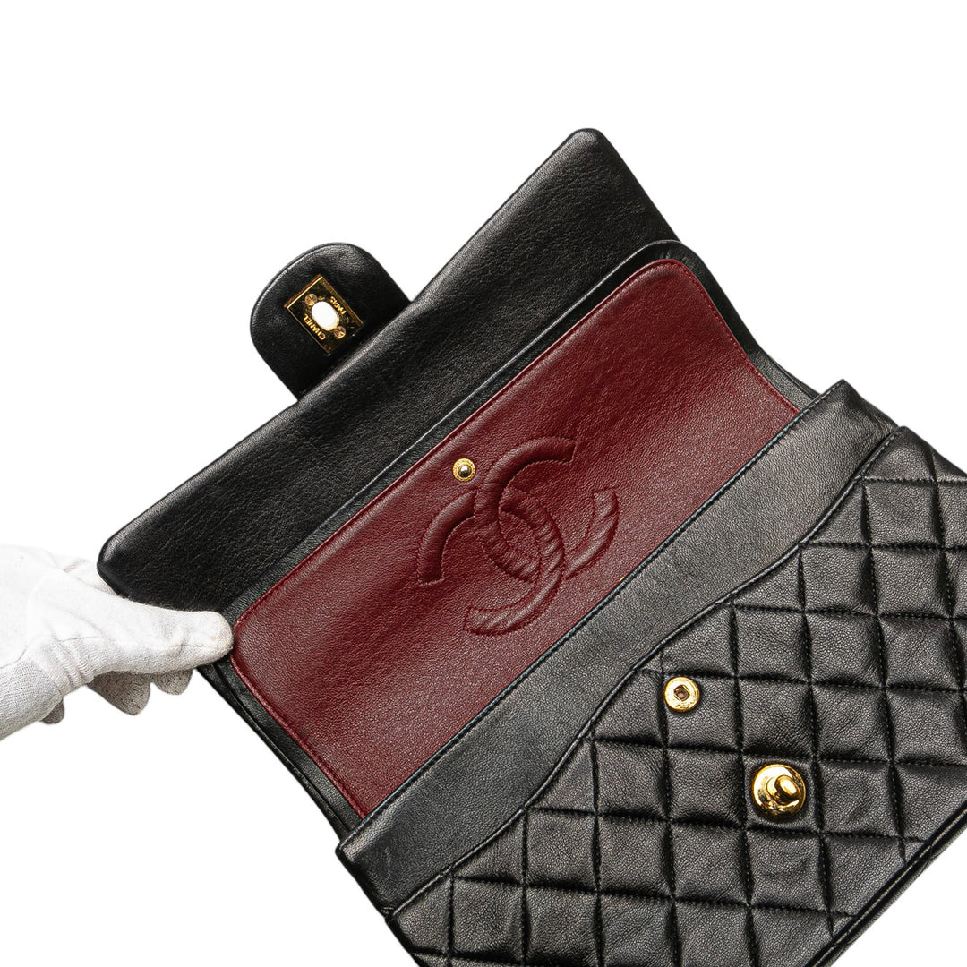 Chanel Medium Classic Cuir d’agneau Double rabat Noir – GABY PARIS Authentique