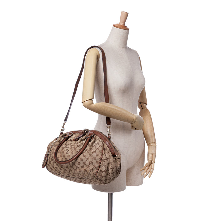 GG Canvas Sukey  Satchel Brown - Gaby Paris