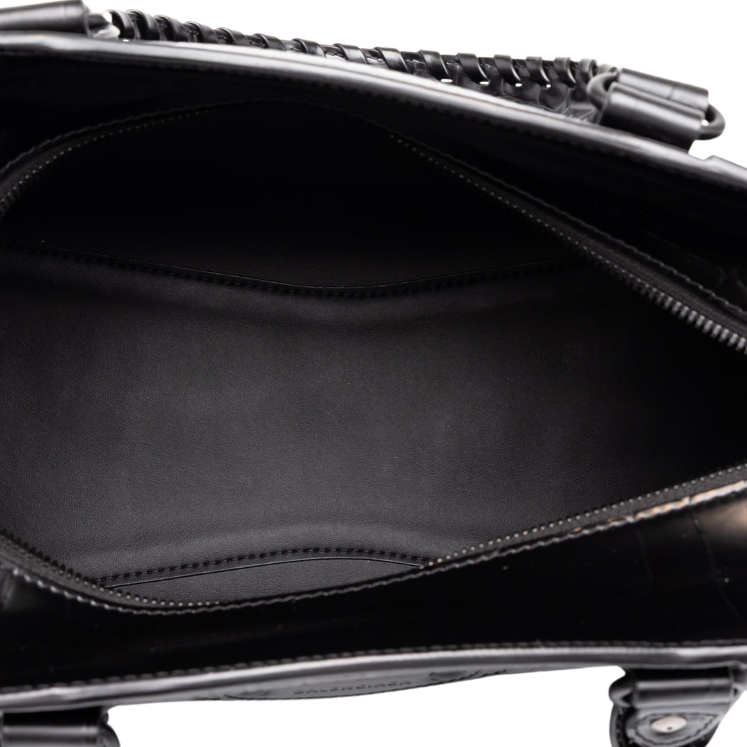 Balenciaga Croc embossé Motocross Neo Classic City Sac Petit Cuir de veau Noir