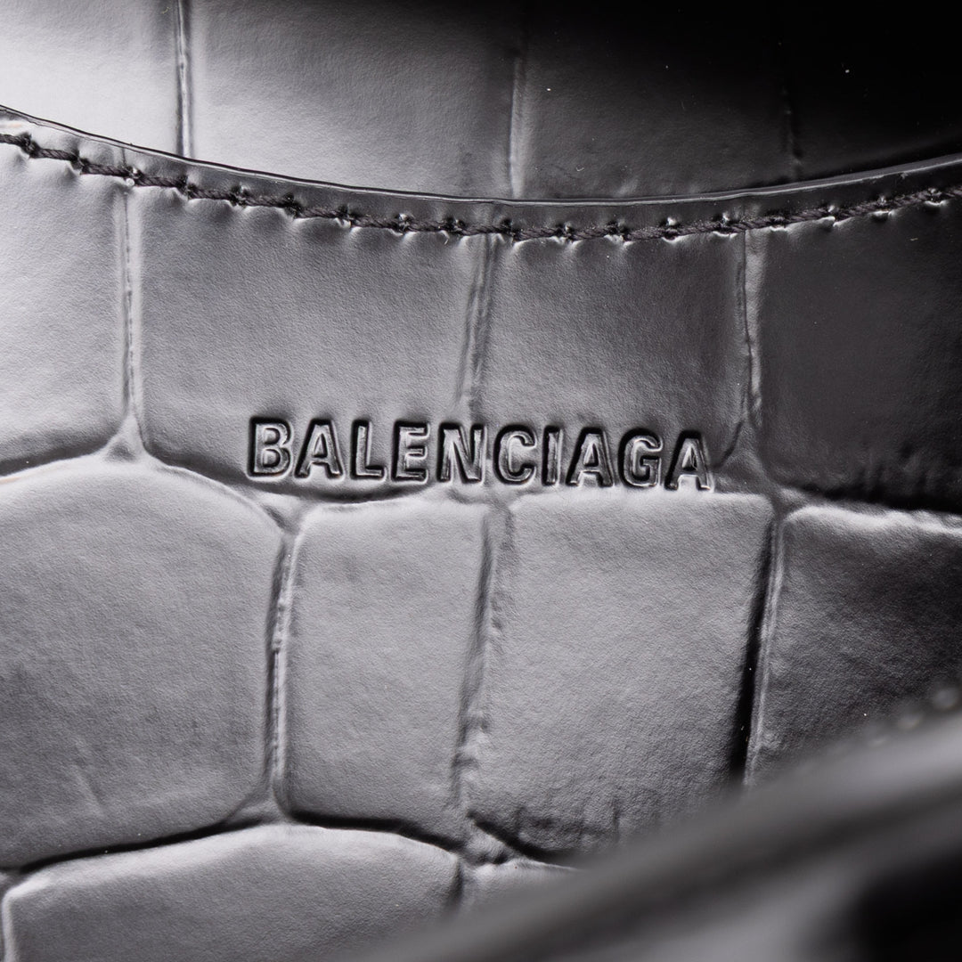 Balenciaga Croc embossé Motocross Neo Classic City Sac Petit Cuir de veau Noir