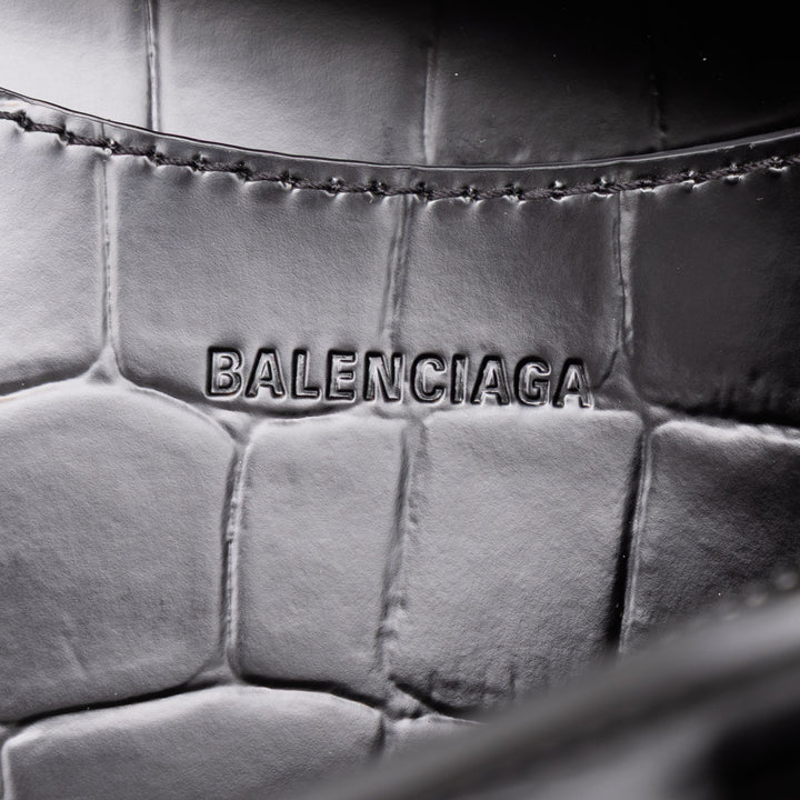 Balenciaga Croc embossé Motocross Neo Classic City Sac Petit Cuir de veau Noir