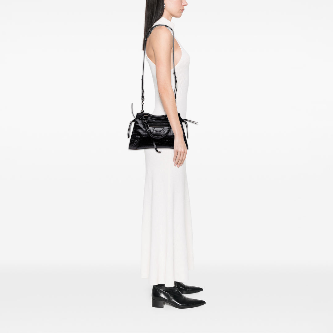 Balenciaga Croc embossé Motocross Neo Classic City Sac Petit Cuir de veau Noir