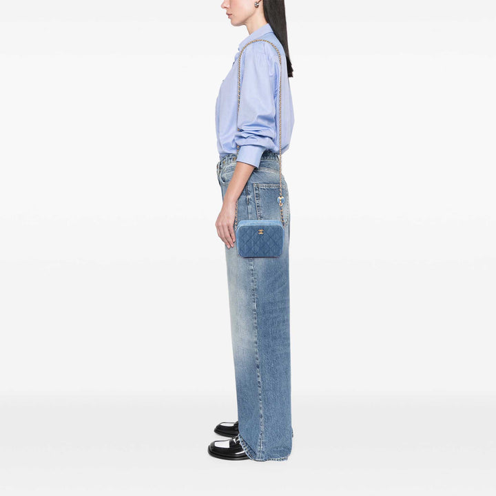 Matelassé Perle Crush Sac caméra Jean Bleu