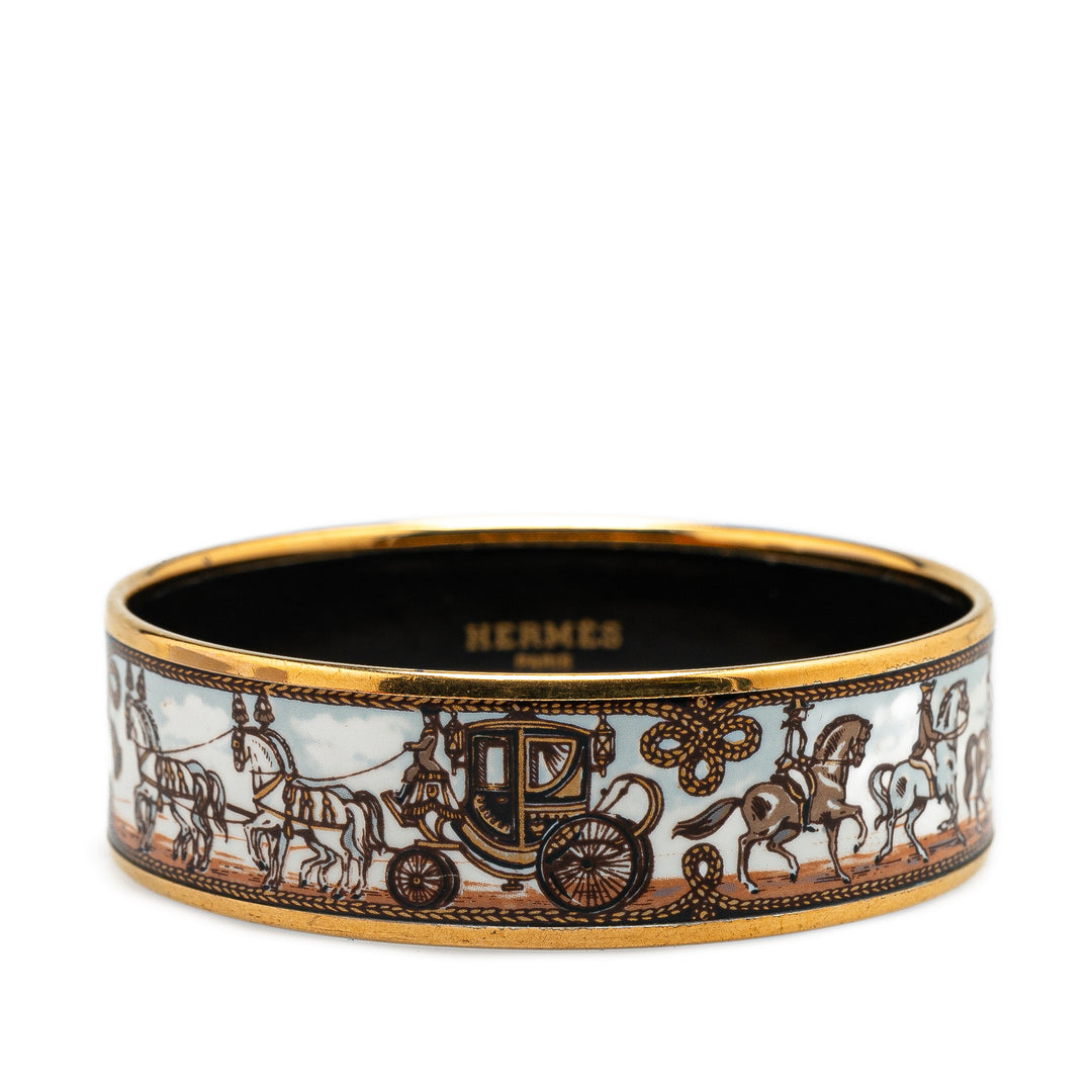 Wide Carriage Enamel Bangle 62 White - Gaby Paris