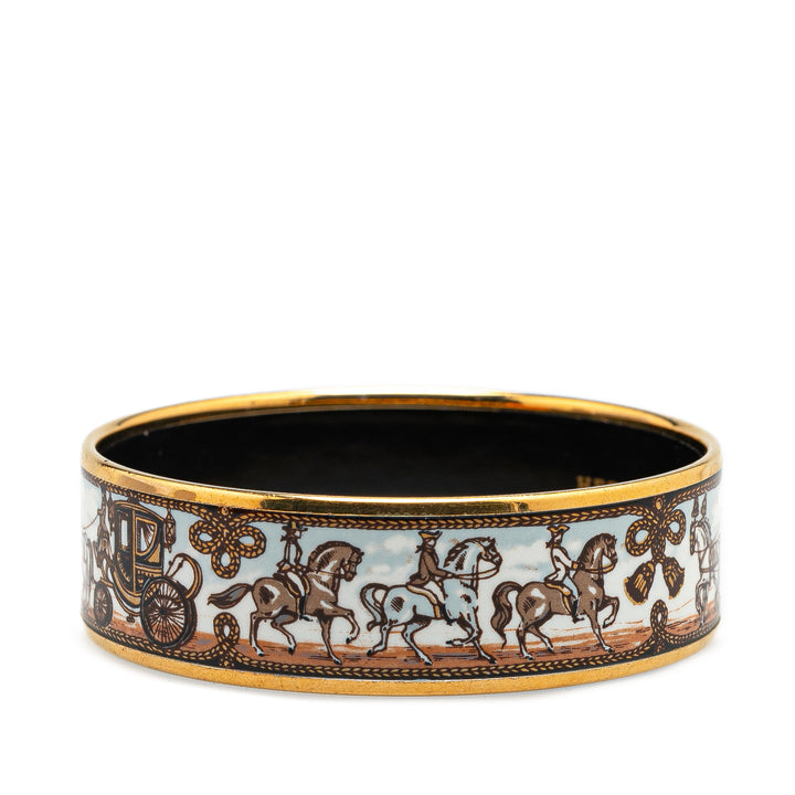 Wide Carriage Enamel Bangle 62 White - Gaby Paris