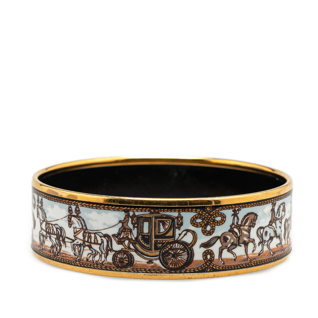 Wide Carriage Enamel Bangle 62 White - Gaby Paris