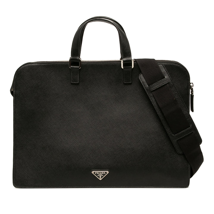 Prada Porte-documents Portfolio Travel Saffiano Noir – vue principale – GABY PARIS