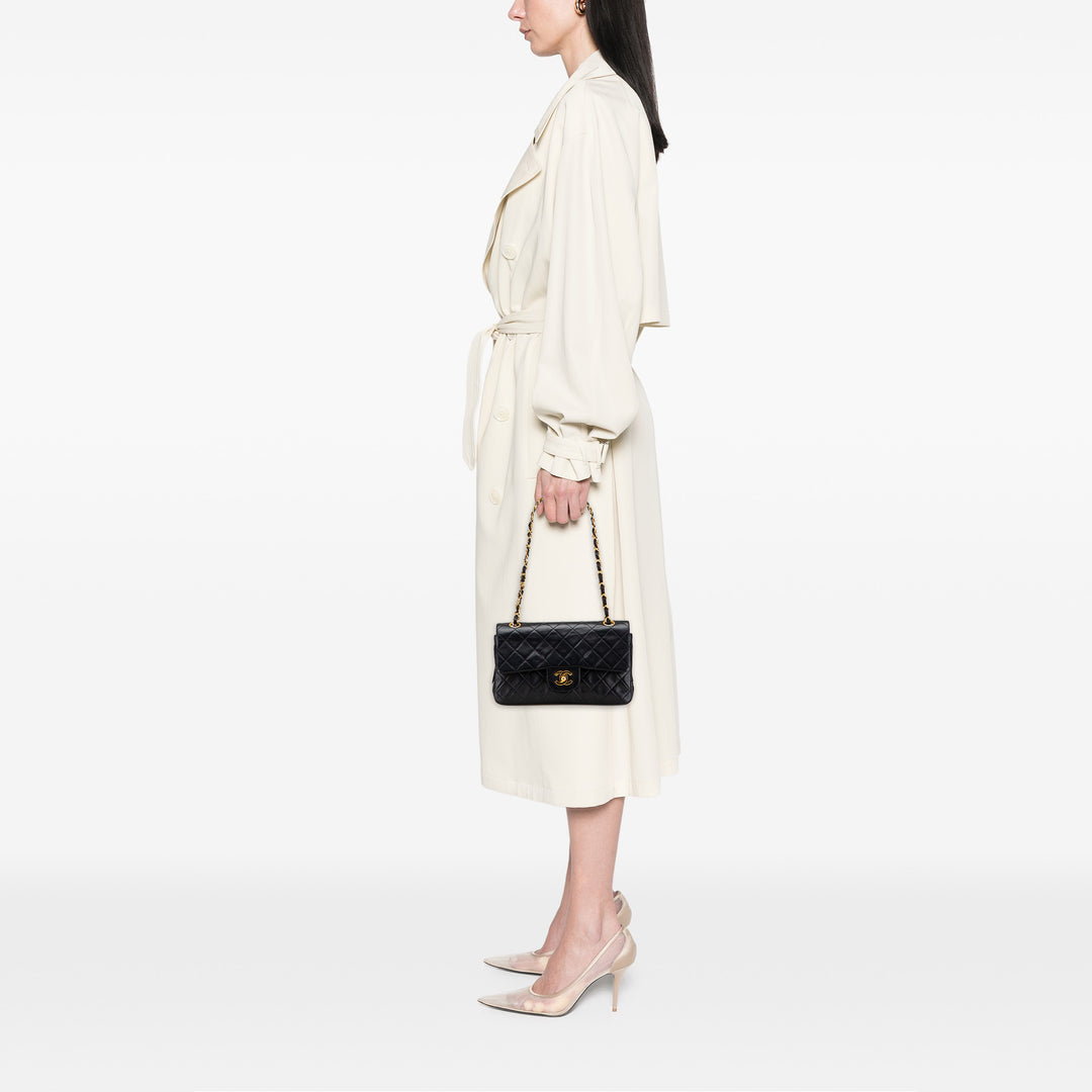 Chanel Small Classic Cuir d’agneau Double rabat Noir