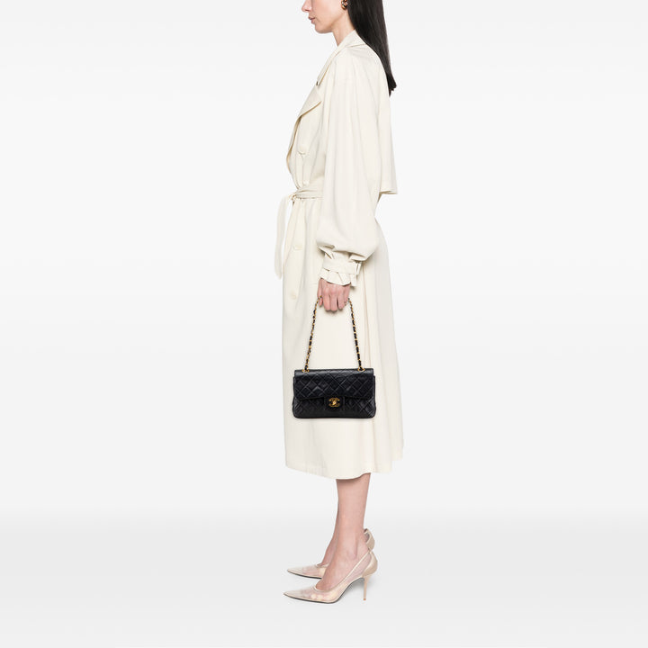 Chanel Small Classic Cuir d’agneau Double rabat Noir