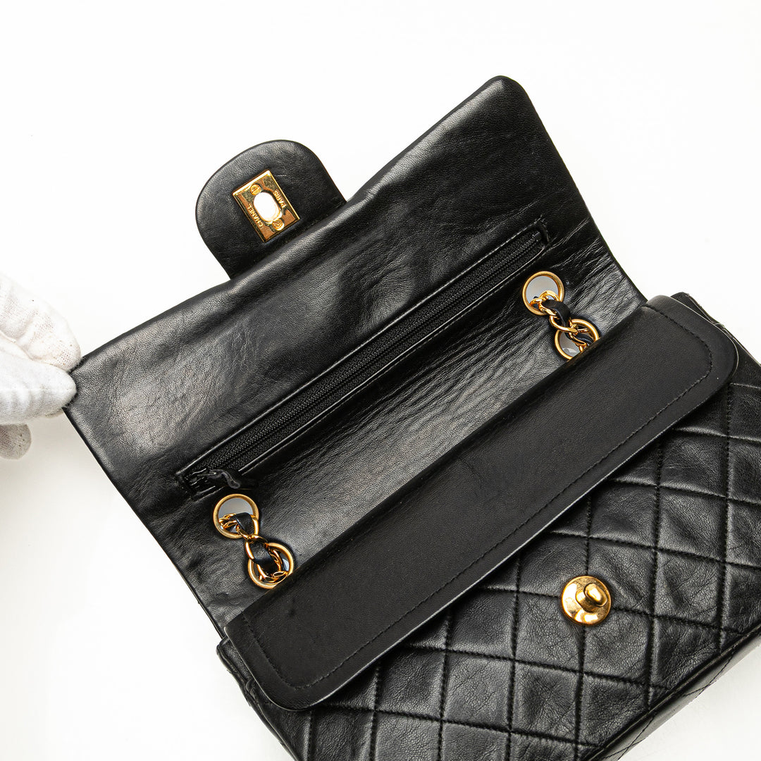 Chanel Small Classic Cuir d’agneau Double rabat Noir