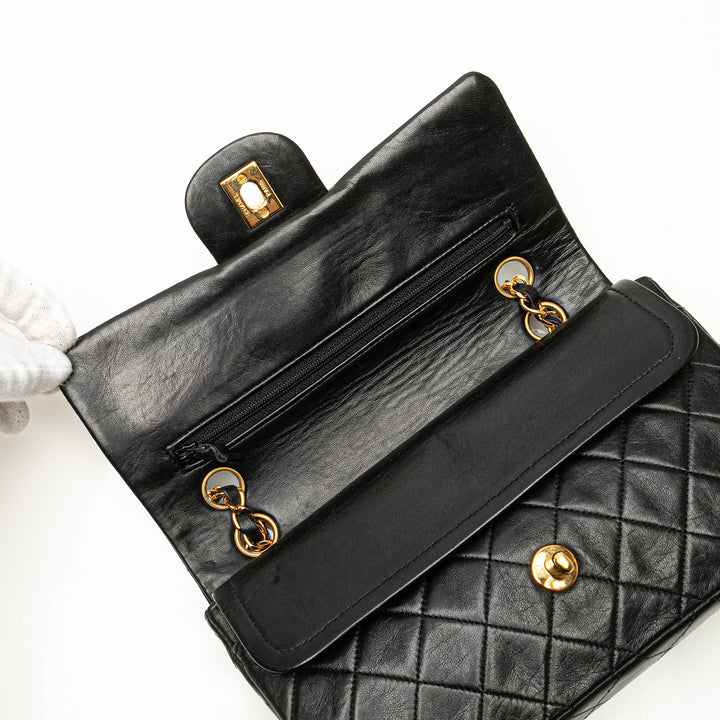 Chanel Small Classic Cuir d’agneau Double rabat Noir