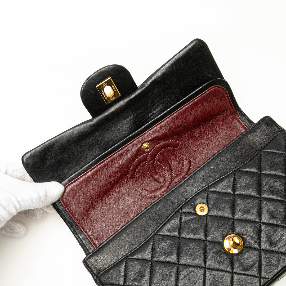Chanel Small Classic Cuir d’agneau Double rabat Noir