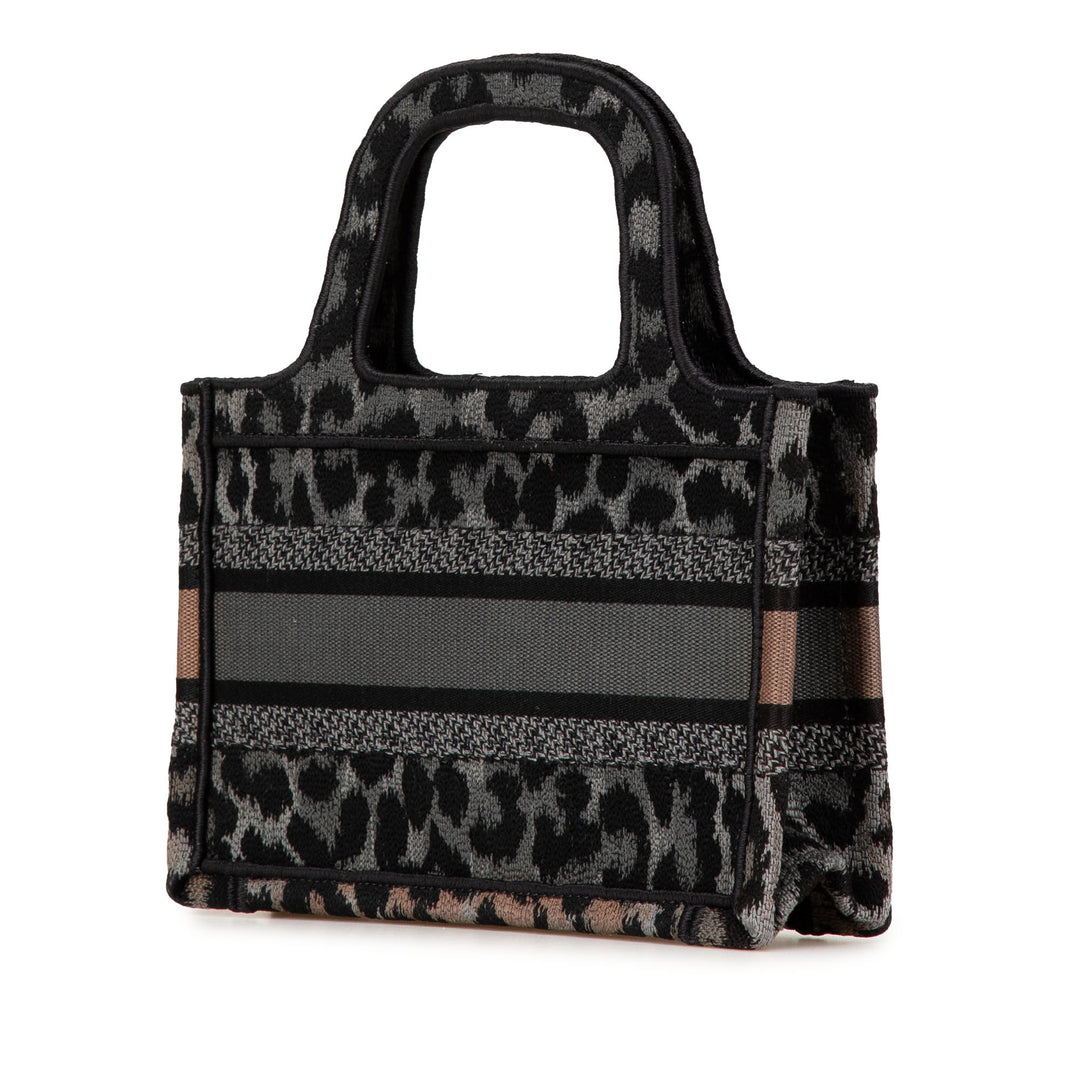Dior Mizza Mini brodé Toile Leopard Book Cabas