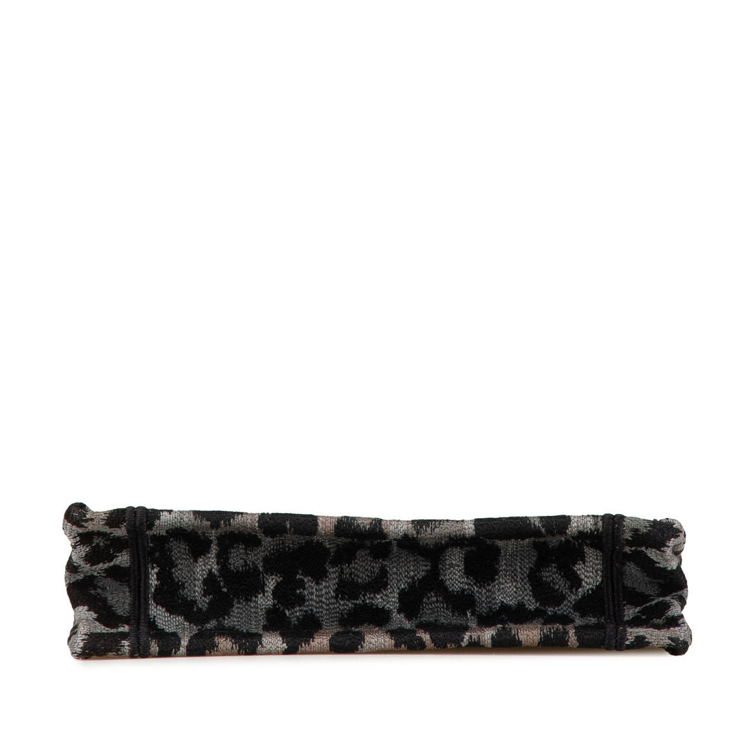 Dior Mizza Mini brodé Toile Leopard Book Cabas