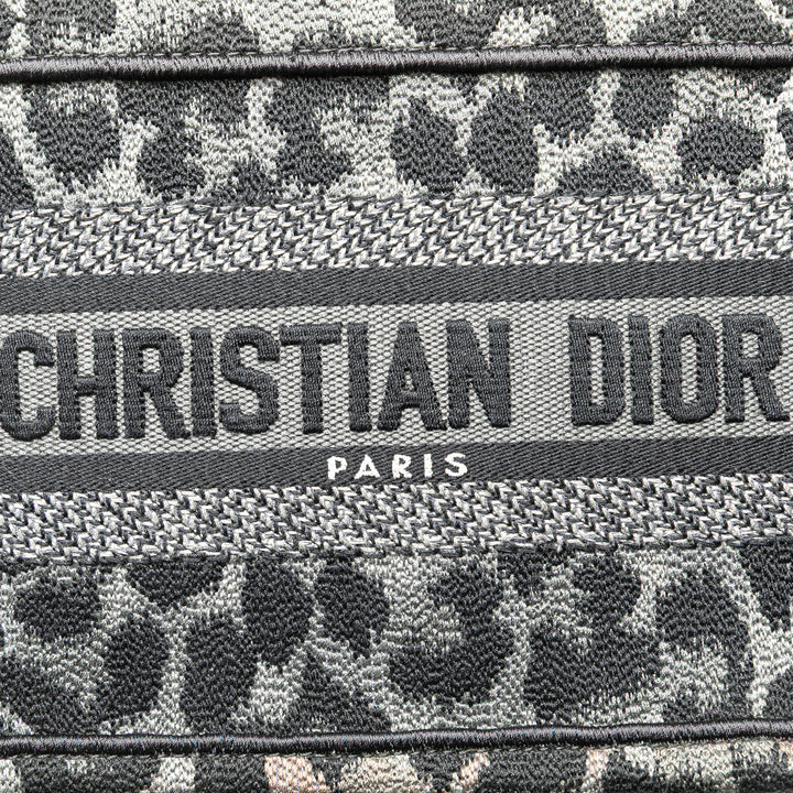 Dior Mizza Mini brodé Toile Leopard Book Cabas