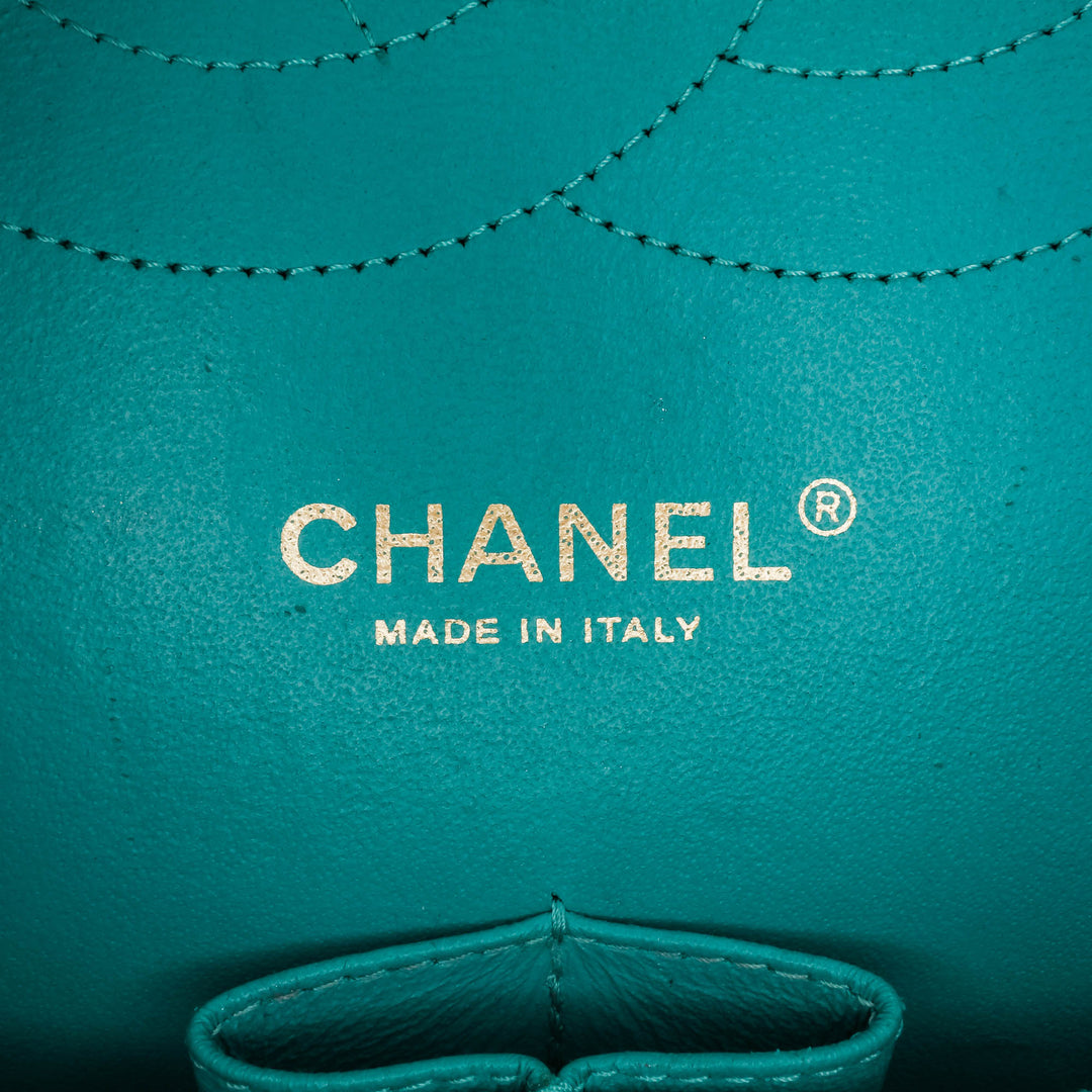 Jumbo Classic Lambskin Double Flap Blue - Gaby Paris