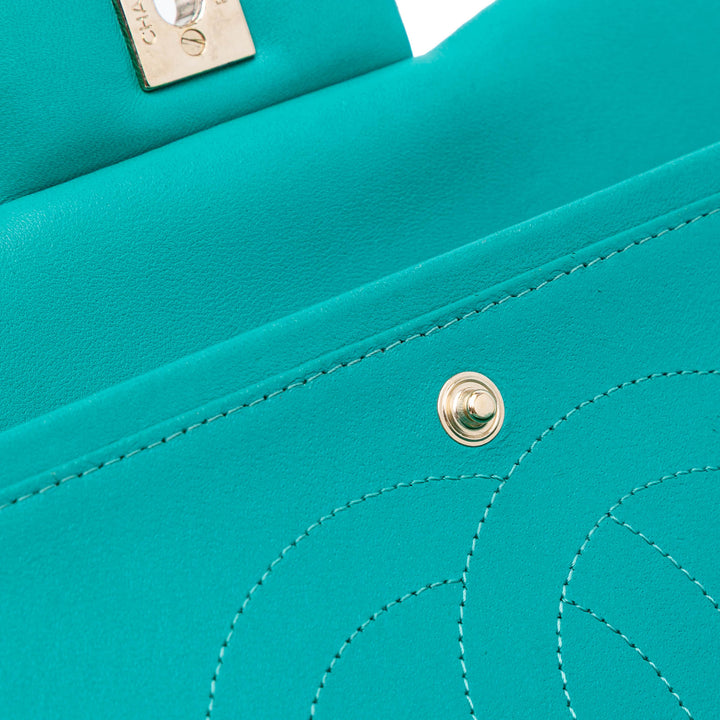 Jumbo Classic Lambskin Double Flap Blue - Gaby Paris
