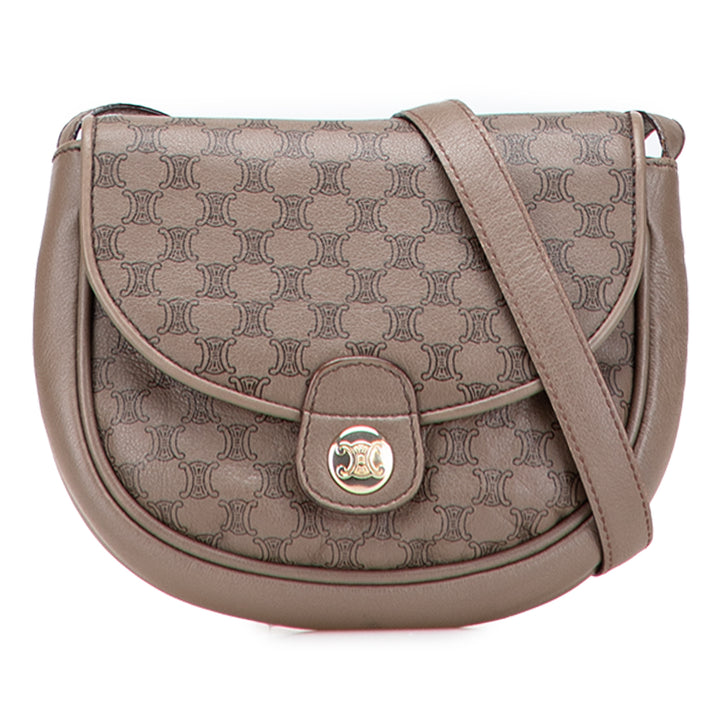 Celine Macadam Cuir Sac porté croisé Marron