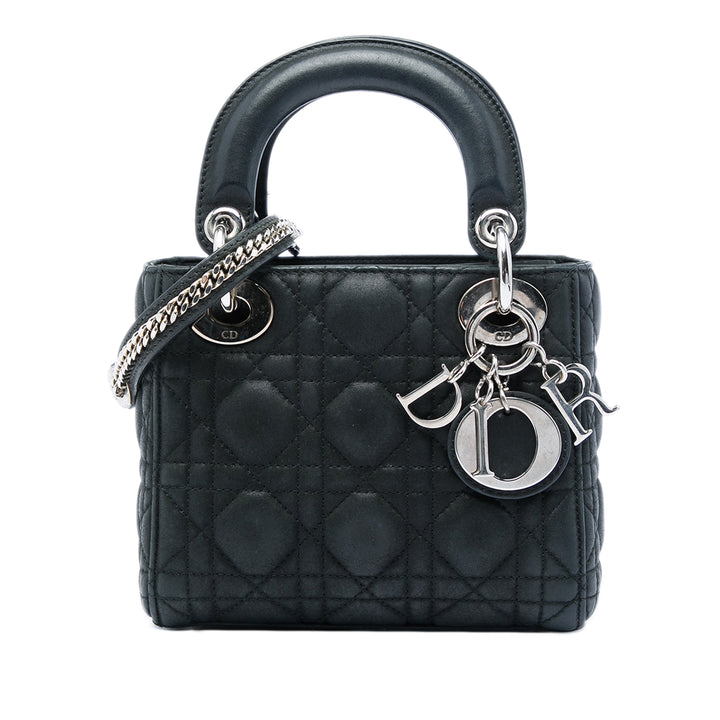 Lady Dior Irisé Cannage Mini Cuir d'agneau Noir
